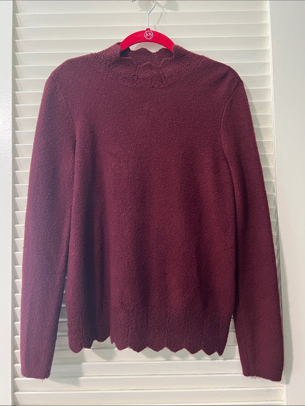Liz Claiborne Burgundy Scallop-Hem Turtleneck Sweater